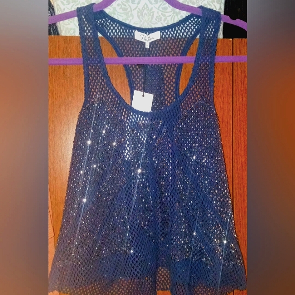 Parker NY "Ajax" Beaded-Woven Tank, NWT!